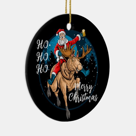 Santa Drinking Bier und Reitsport Keramik Ornament (Rechts)