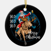 Santa Drinking Bier und Reitsport Keramik Ornament (Vorne)
