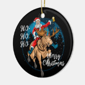 Santa Drinking Bier und Reitsport Keramik Ornament (Links)