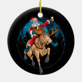 Santa Drinking Bier und Reitsport Keramik Ornament (Hinten)