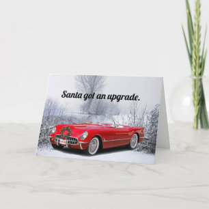 Santa Drives A Classic Red Convertible Christmas Karte