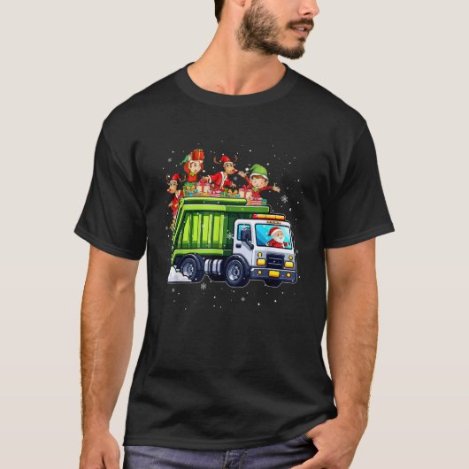 Santa Driving Garbage Truck Christmas Squad Elf Re T-Shirt (Vorderseite)
