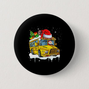 Santa Driving School Bus Weihnachten Baum farbenfr Button