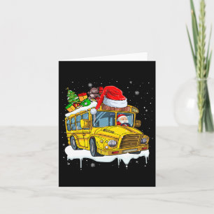Santa Driving School Bus Weihnachten Baum farbenfr Karte