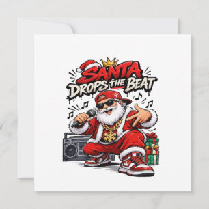 Santa Drops The Beat Weihnachts Hip Hop Karte