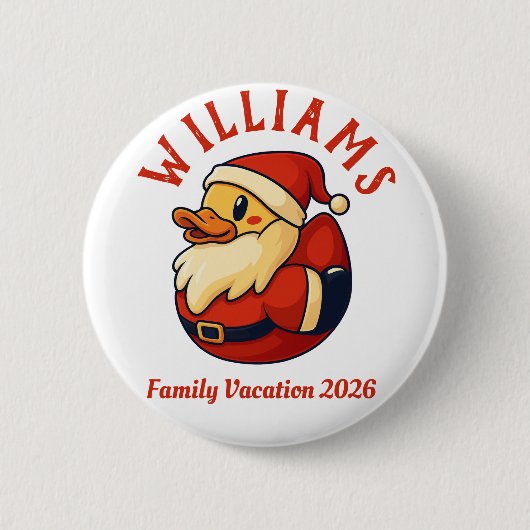 Santa Duck Cartoon - Funny Christmas Rubber Duck Button (Vorderseite)