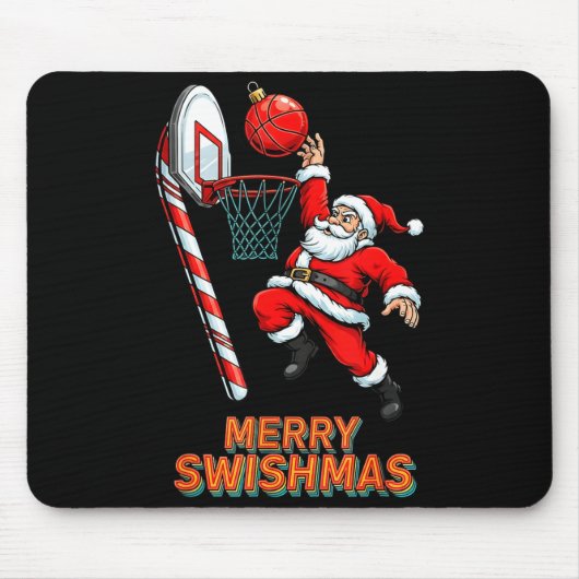 Santa Dunking Merry Swishmas Basketball Christmas Mousepad (Vorne)