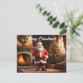 Santa durch Versuch vor dem Feuer Postkarte (Stehend Vorderseite)