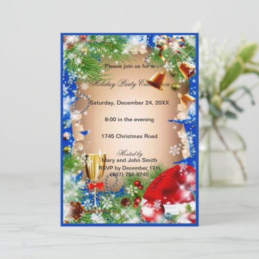 Santa Eat Drink Sei frohe Weihnachts-Party einlade Einladung (Stehend Vorderseite)