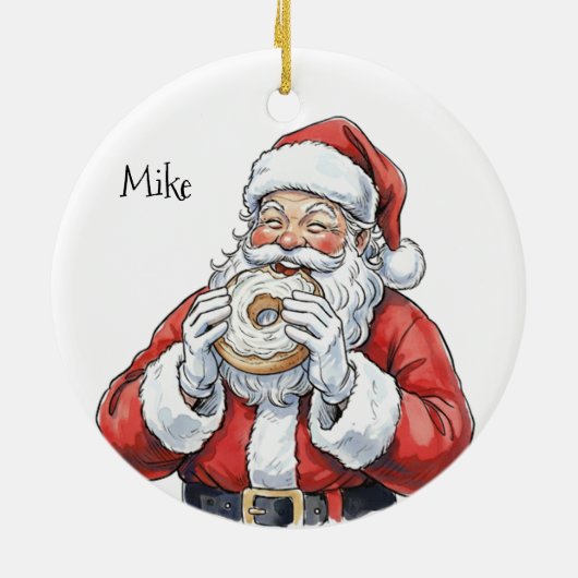 Santa eating bagel Ornament (Hinten)