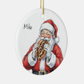 Santa eating Philly Cheesesteak Ceramic Ornament (Rechts)