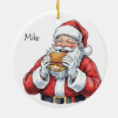 Santa eating Pork Roll Ceramic Ornament (Hinten)