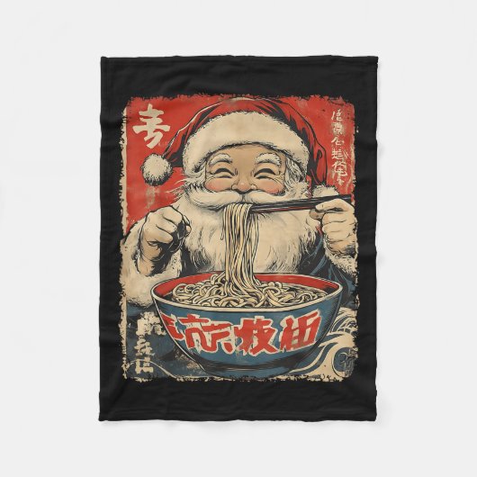 Santa Eating Ramen Noodles Ukiyo-e Insred Christma Fleecedecke (Vorderseite)