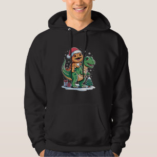 Santa-Echse reitet auf T-Rex Weihnachts-Spaß Hoodie