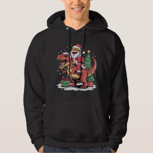 Santa-Echse reitet auf Weihnachts-T-Rex Hoodie