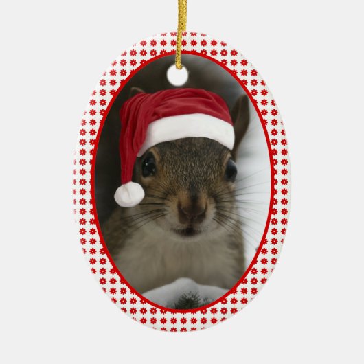 Santa Eichhörnchen™ beidseitig bedruckt Keramik Ornament (Vorne)