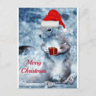 Santa Eichhörnchen Frohe Weihnachten Postkarte