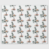 Santa-Eichhörnchen in Pilzbaum-Geschenkpapier Geschenkpapier (Flach)