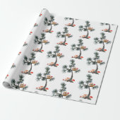 Santa-Eichhörnchen in Pilzbaum-Geschenkpapier Geschenkpapier (Ungerollt)