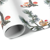 Santa-Eichhörnchen in Pilzbaum-Geschenkpapier Geschenkpapier (Rolleneckpunkt)