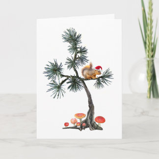 Santa Eichhörnchen Kiefer Weihnachtskarte Karte