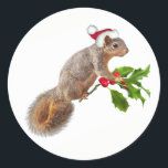 Santa Eichhörnchen mit Holly Christmas Stickers<br><div class="desc">Ein kleines Santa Eichhörnchen hat einen Hauch von rot und grün heilig. Benutzen Sie diesen Eichhörnchen-Aufkleber auf Ihren Urlaubskarten.</div>