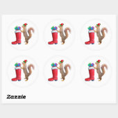 Santa Eichhörnchen mit Red Boot Stickers (Blatt)