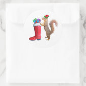 Santa Eichhörnchen mit Red Boot Stickers (Tasche)