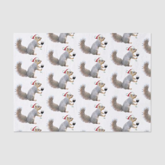Santa Eichhörnchen mit Weingewebe Seidenpapier (Vorderseite)