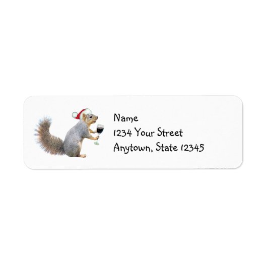 Santa Eichhörnchen mit Wine Address Labels (Vorne)