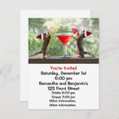 Santa Eichhörnchen trinken einen Cocktail Einladung (Vorne/Hinten)
