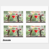 Santa Eichhörnchen trinken einen Cocktail Rechteckiger Aufkleber (Blatt)