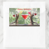 Santa Eichhörnchen trinken einen Cocktail Rechteckiger Aufkleber (Tasche)