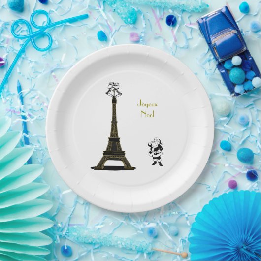 Santa Eiffel Tower Paris Weihnachtszeitung Teller (Party)