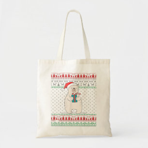 Santa Eisbär Hässlicher Weihnachtspullover Familie Tragetasche