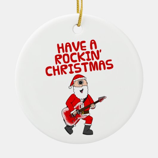 Santa Electric Gitarre Weihnachtsdekoration Keramik Ornament (Vorne)