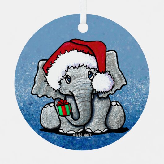 Santa Elefant Weihnachten Ornament Aus Metall (Vorderseite)