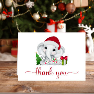 Santa-Elefant-Weihnachts-Baby-Boy-Baby-Party Dankeskarte
