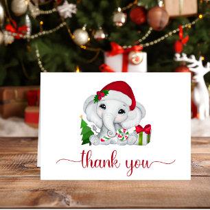 Santa-Elefant-Weihnachts-Baby-Party Dankeskarte