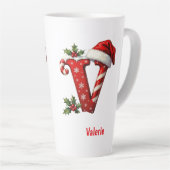 Santa elegant Monogram initial V merry Christmas Milchtasse (Rechte Ecke)