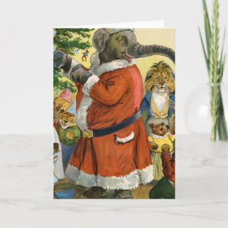 Santa Elephant Celebrates ein Weihnachtsfest an ei Feiertagskarte