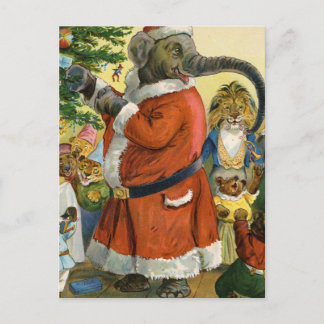 Santa Elephant Celebrates ein Weihnachtsfest an ei Feiertagspostkarte