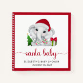Santa Elephant Christmas Baby Boy Shower Guest Notizblock (Vorderseite)