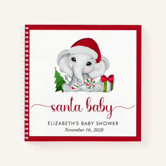 Santa Elephant Christmas Baby Boy Shower Guest Notizblock (Vorderseite)