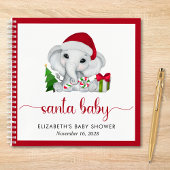 Santa Elephant Christmas Baby Boy Shower Guest Notizblock