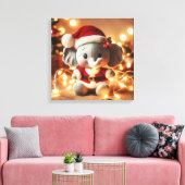 Santa Elephant Plush mit Ferienbeleuchtung Leinwanddruck (Insitu (Wohnzimmer))