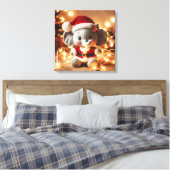 Santa Elephant Plush mit Ferienbeleuchtung Leinwanddruck (Insitu (Schlafzimmer))