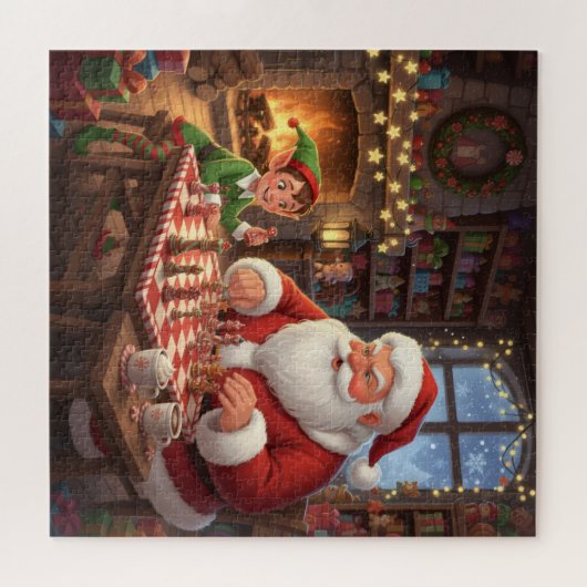 Santa & Elf Chess Game Christmas Puzzle (Horizontal)