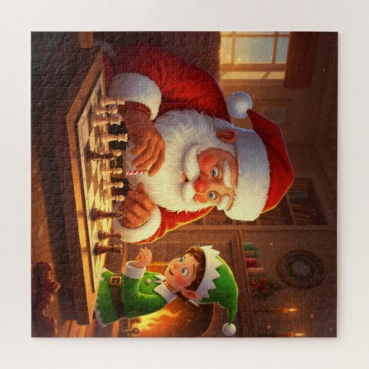 Santa & Elf Chess Game Christmas Puzzle (Horizontal)