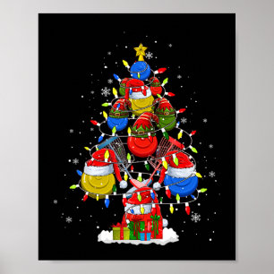 Santa Elf Disc Golf Ball Tools Xmas Tree Men Playe Poster